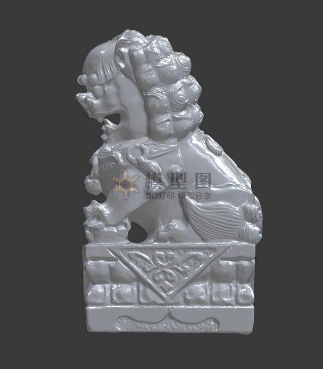 门前的狮子雕像扫描3D模型
