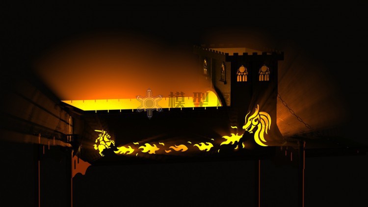 城堡造型的木炭烧烤架，烧烤箱激光切割图