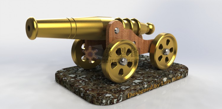 加农炮摆件三维模型图，大炮模型