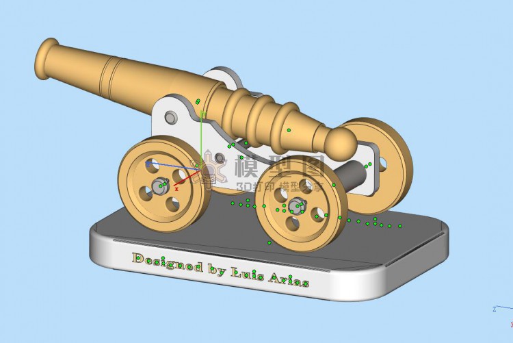 加农炮摆件三维模型图，大炮模型