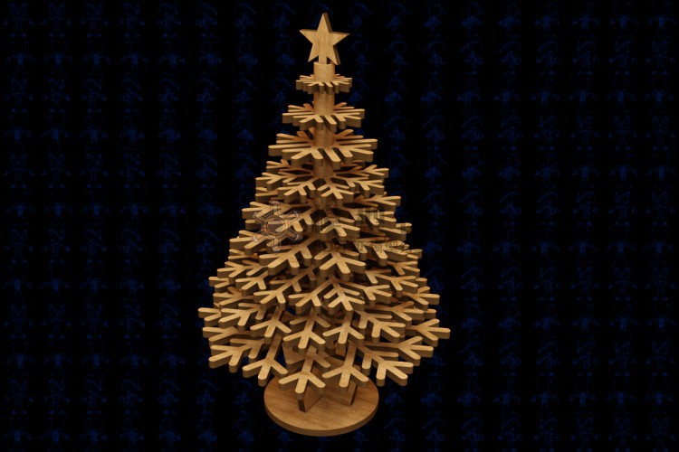 圣诞树模型，提供二维和三维格式，可3D打印