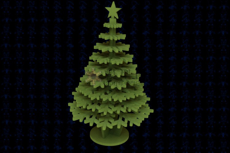 圣诞树模型，提供二维和三维格式，可3D打印