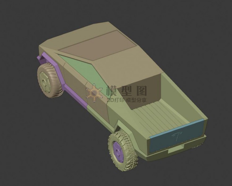 可以组装的特斯拉Cybertruck皮卡车模型，3D打印优化版