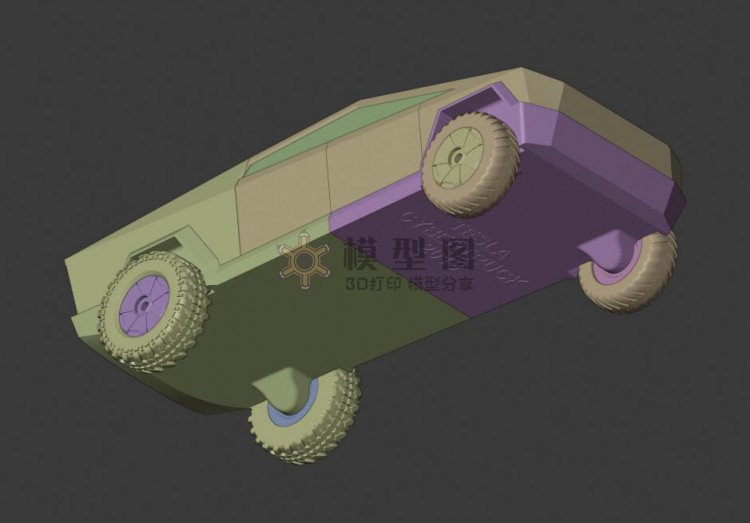 可以组装的特斯拉Cybertruck皮卡车模型，3D打印优化版