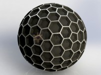六边形组成的复杂圆球体，雕塑模型